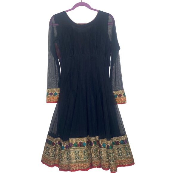 Anarkali Dress S/M Gold Embroidery Beaded‎ Party Gown Indian Cosplay Dance - Picture 9 of 16